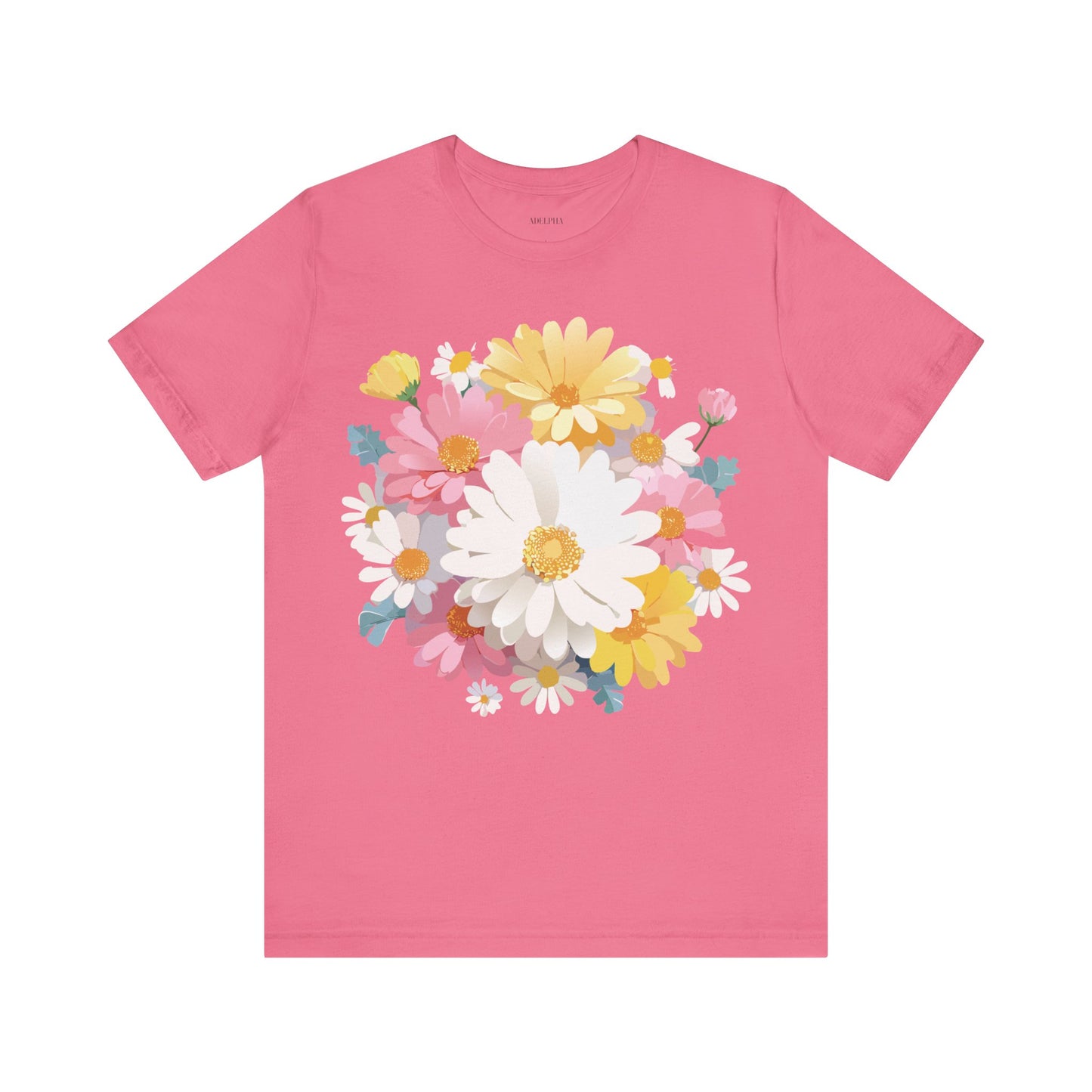 Natural Cotton Tee Shirt with Flowers