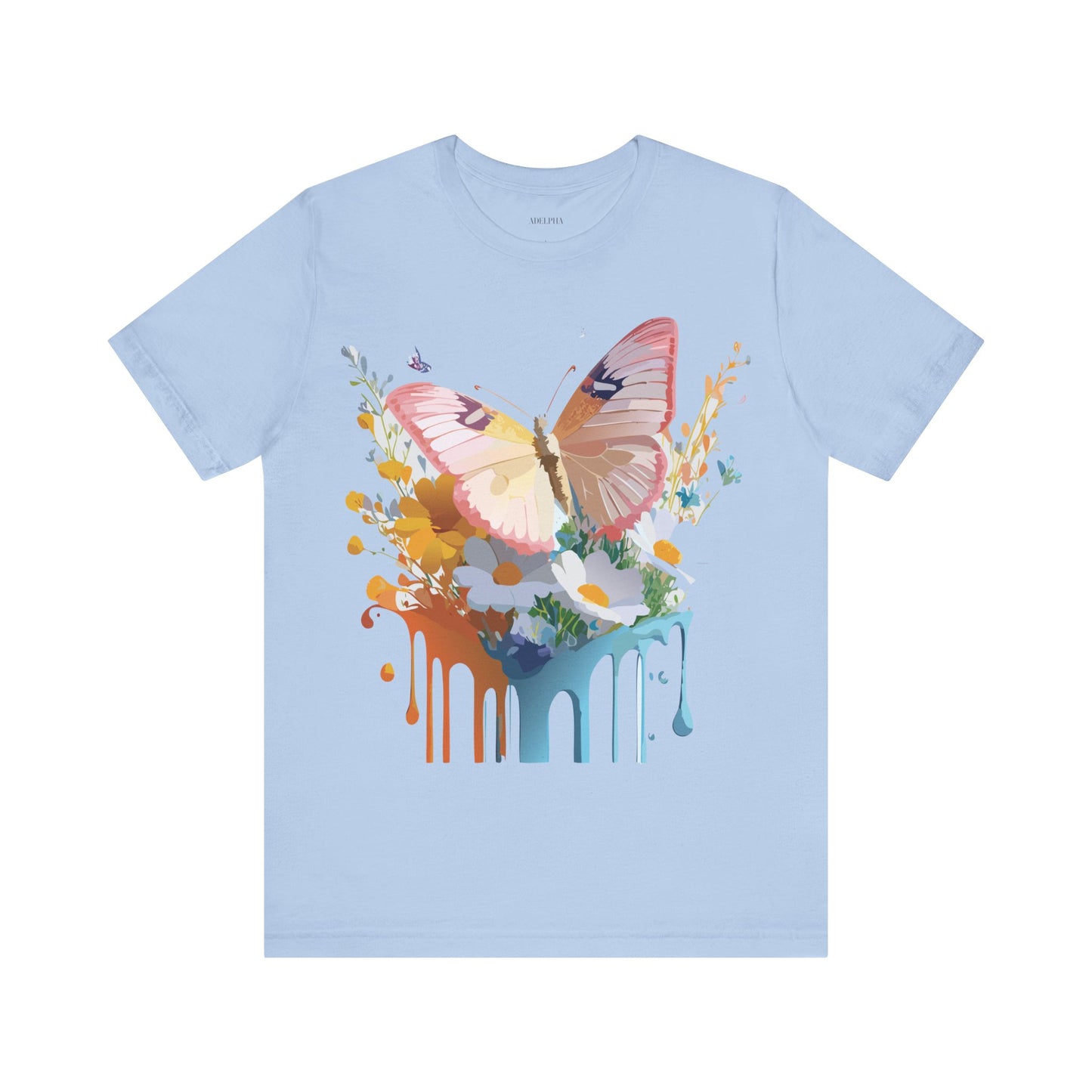 Natural Cotton Tee Shirt with Butterfly