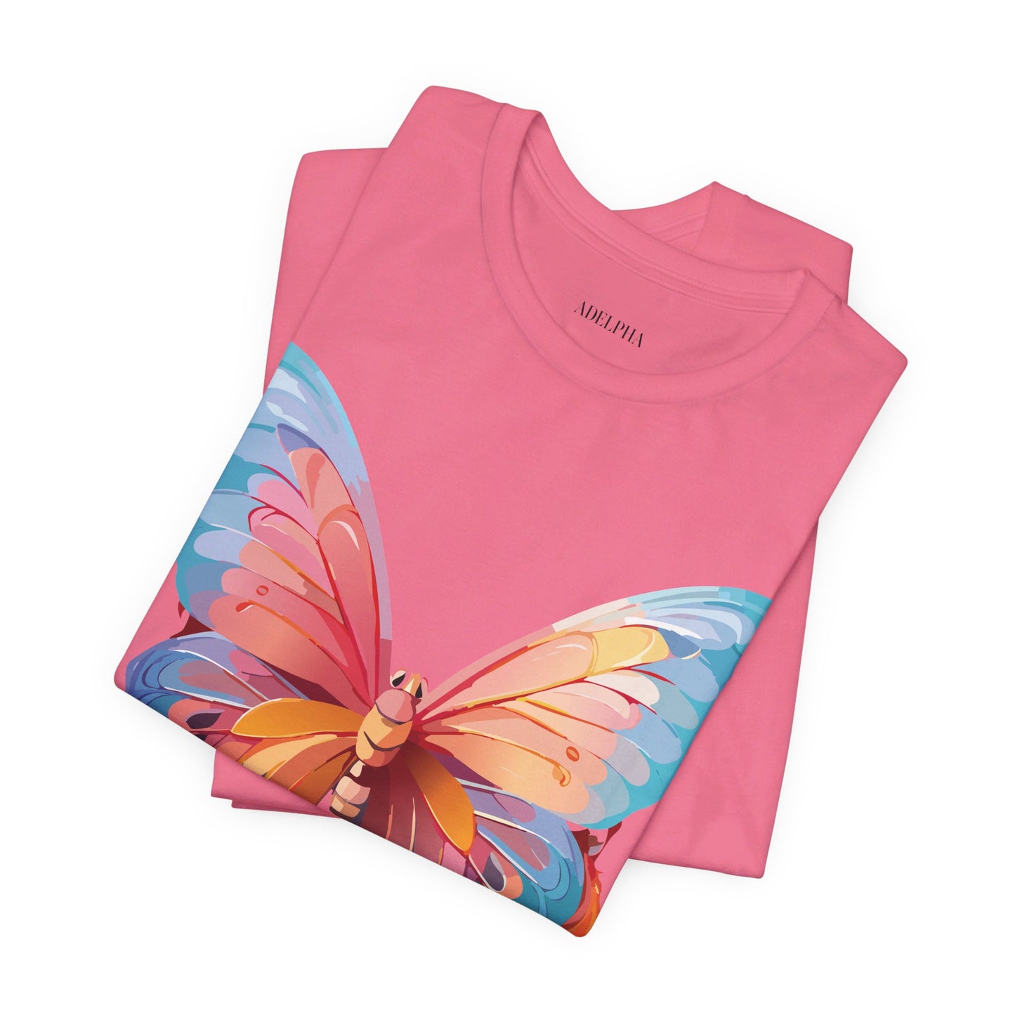 Natural Cotton Tee Shirt with Butterfly