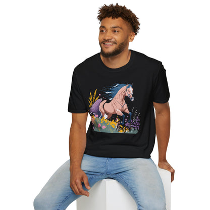 Unisex Horse Shirt With Animal Design Gildan Softstyle 64000 Tee