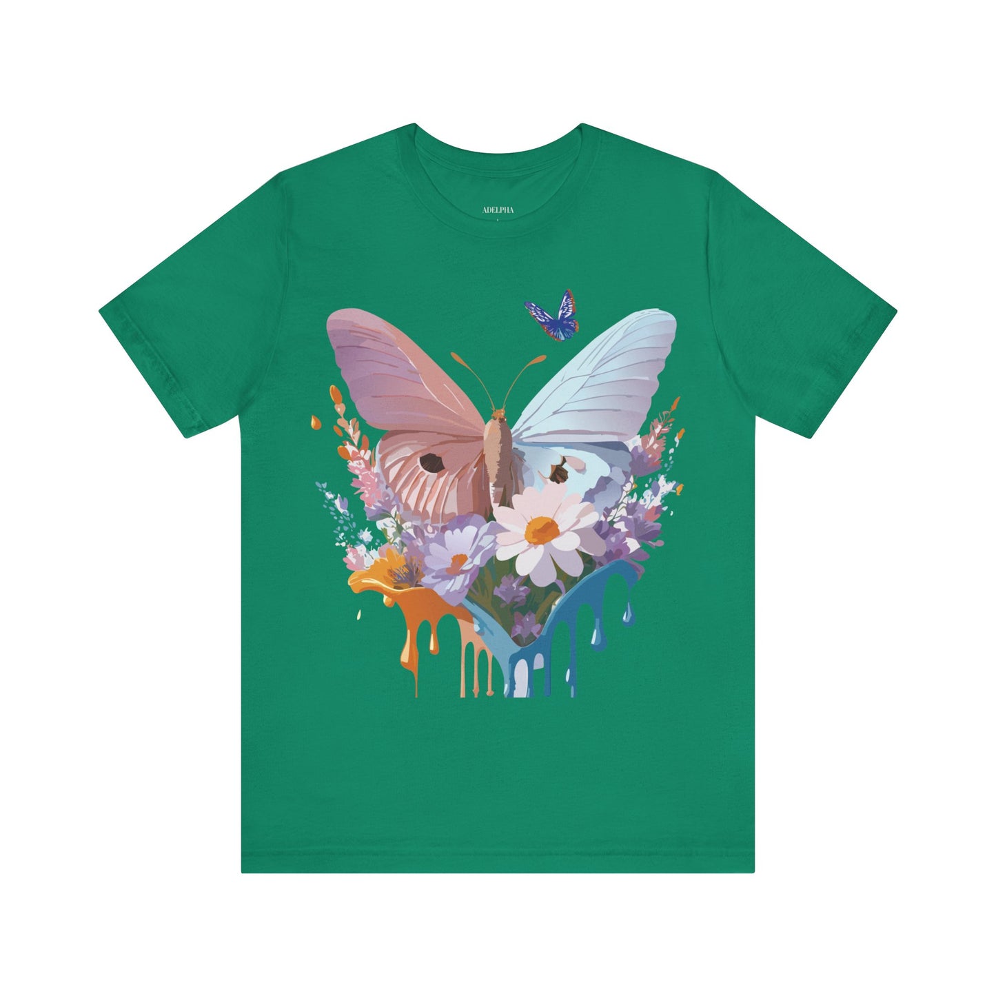 Natural Cotton Tee Shirt with Butterfly