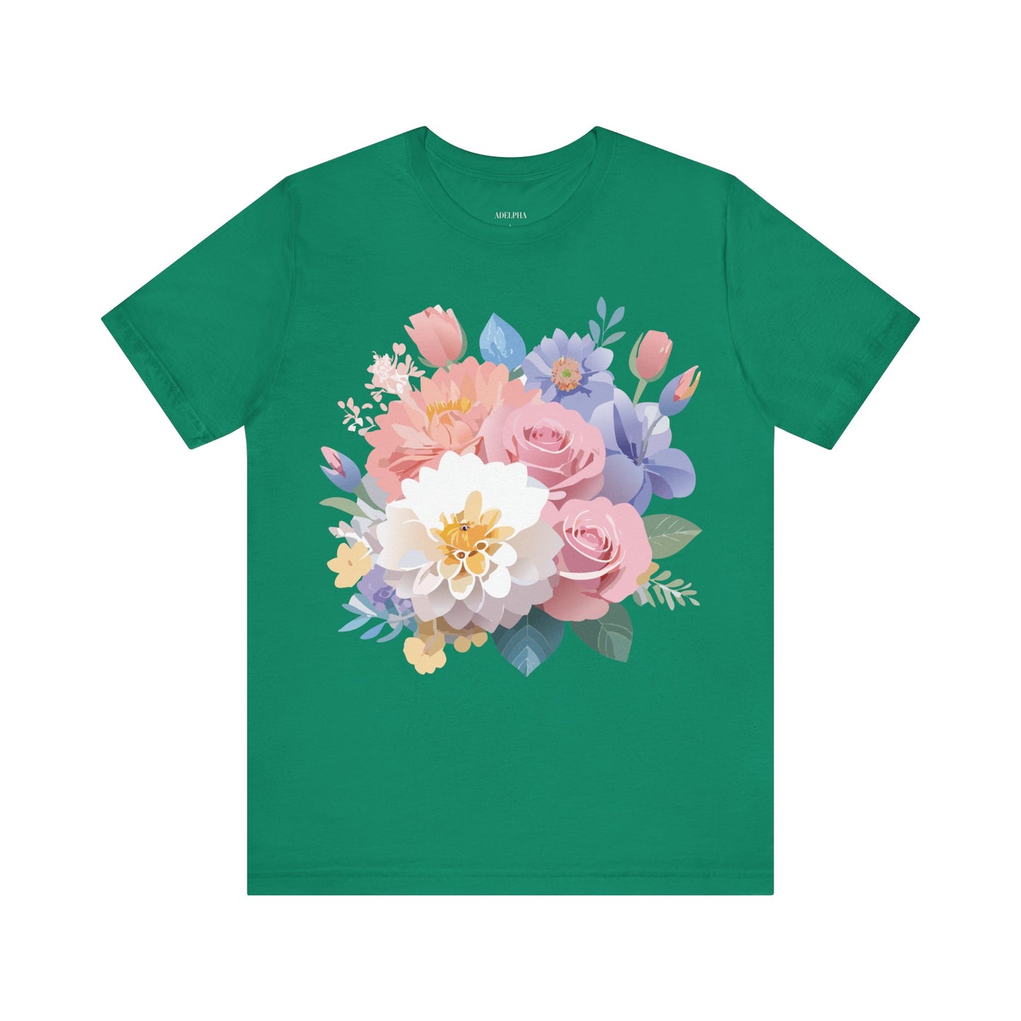 Natural Cotton Tee Shirt with Flowers