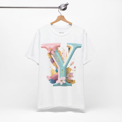 Natural Cotton Tee Shirt - Letters Collection - Y Printify
