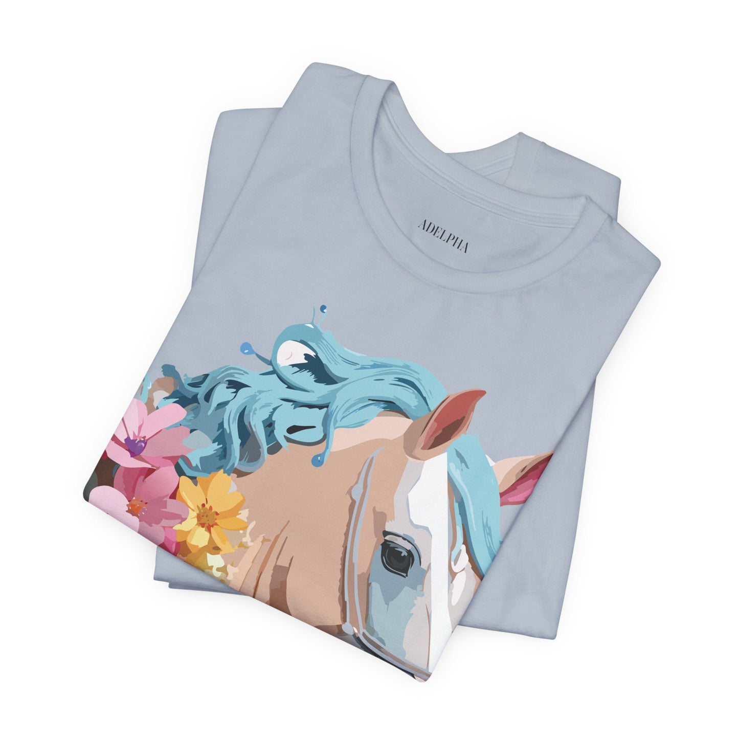 Natural Cotton Tee Shirt with Horse