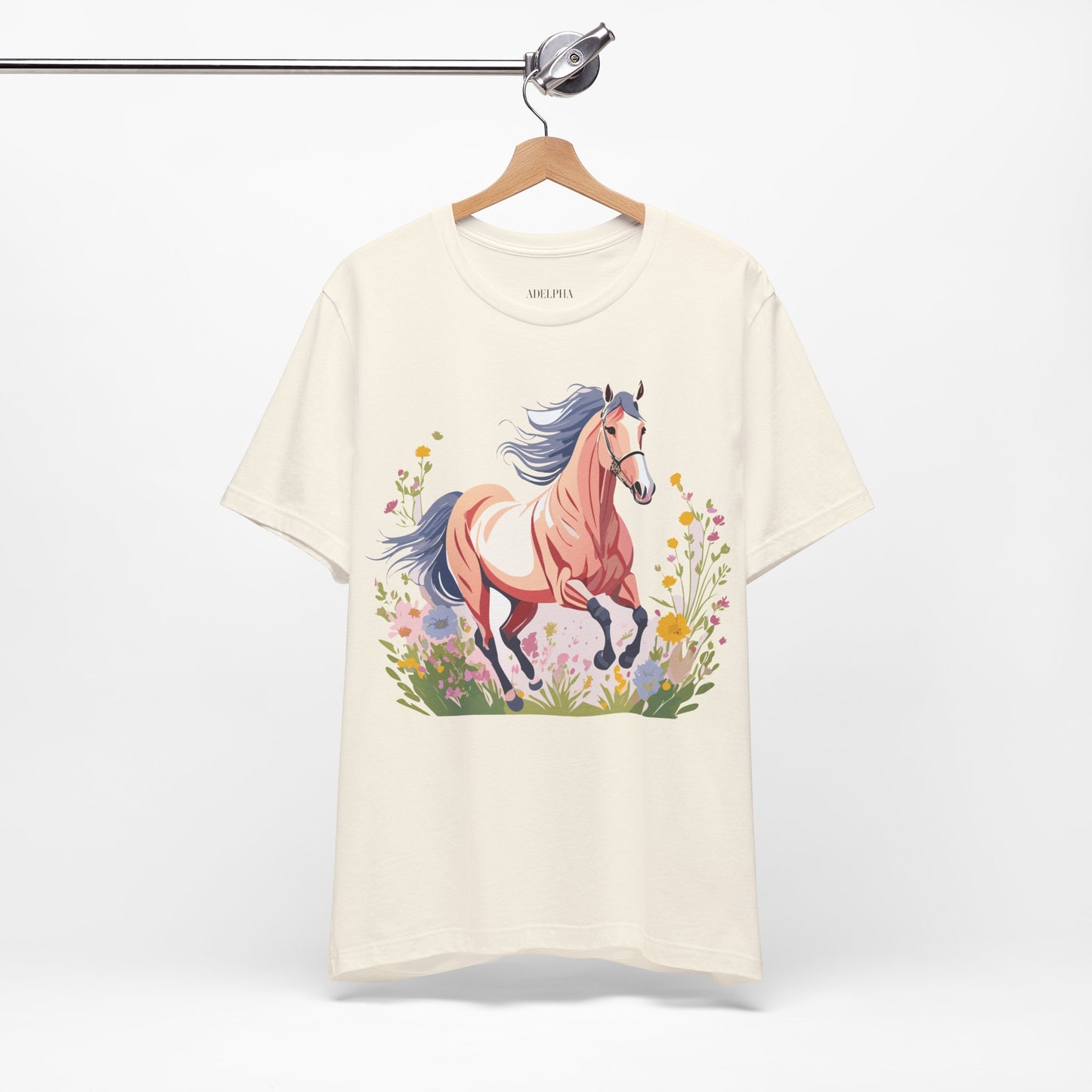 Natural Cotton Tee Shirt with Horse