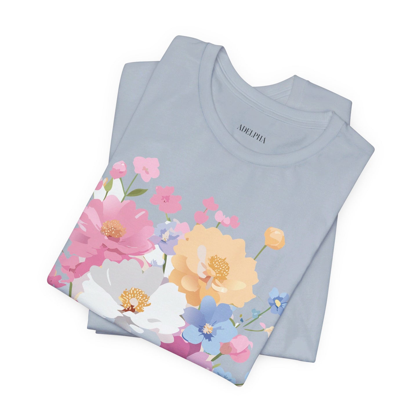 T-shirt en coton naturel avec fleurs