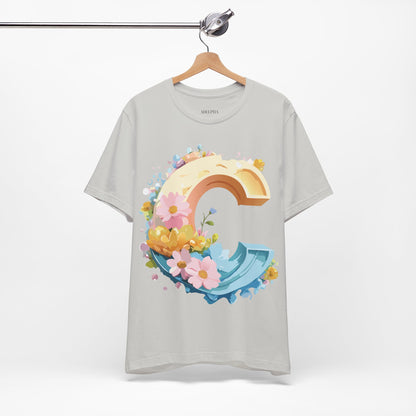 Natural Cotton Tee Shirt - Letters Collection - C Printify