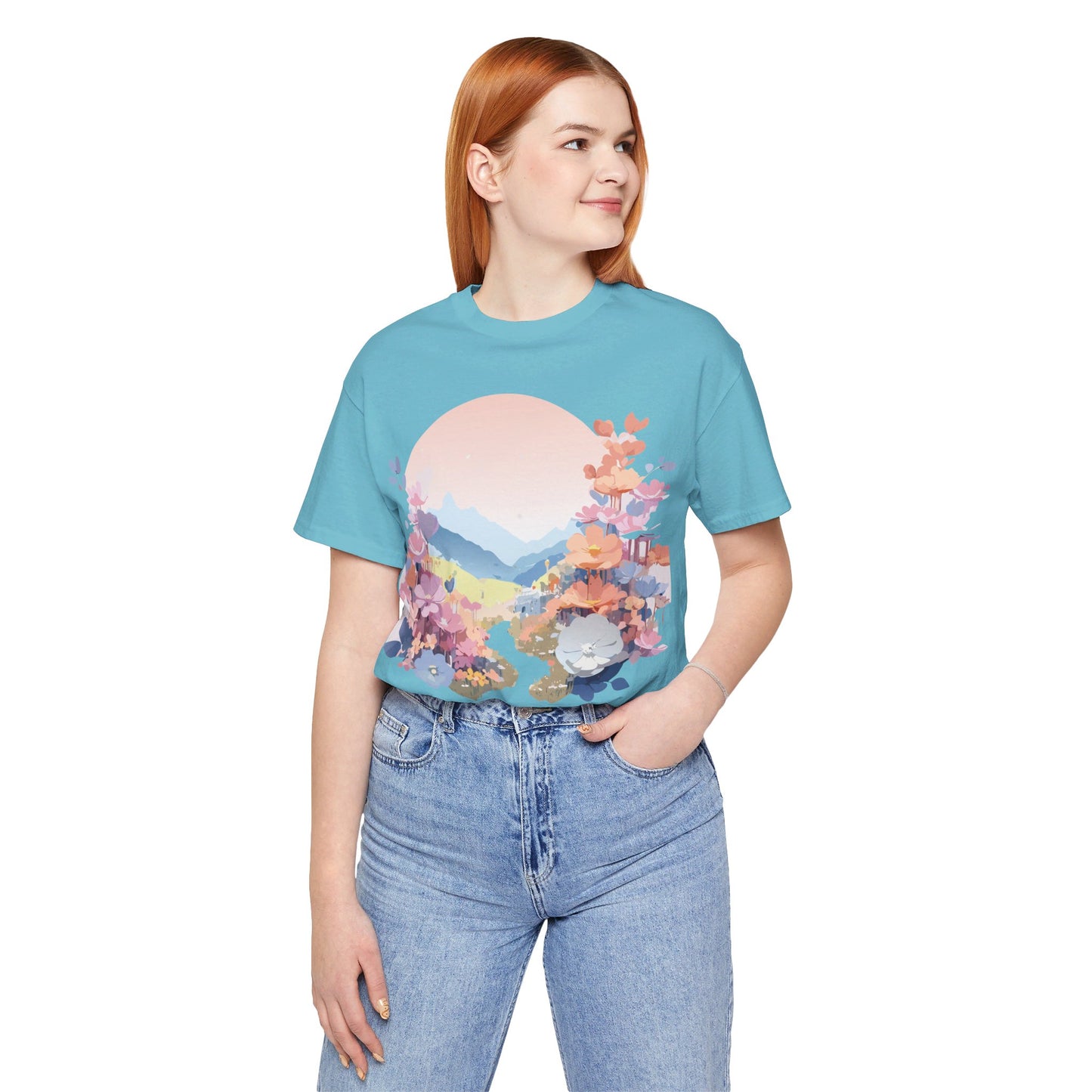 T-Shirt aus natürlicher Baumwolle mit Blumen