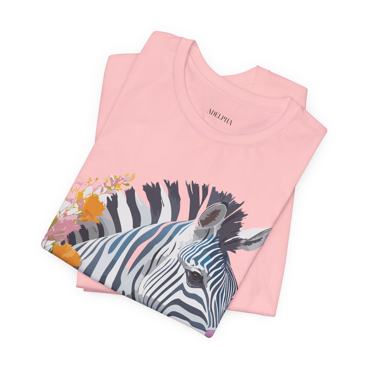 Natural Cotton Tee Shirt with Zebra