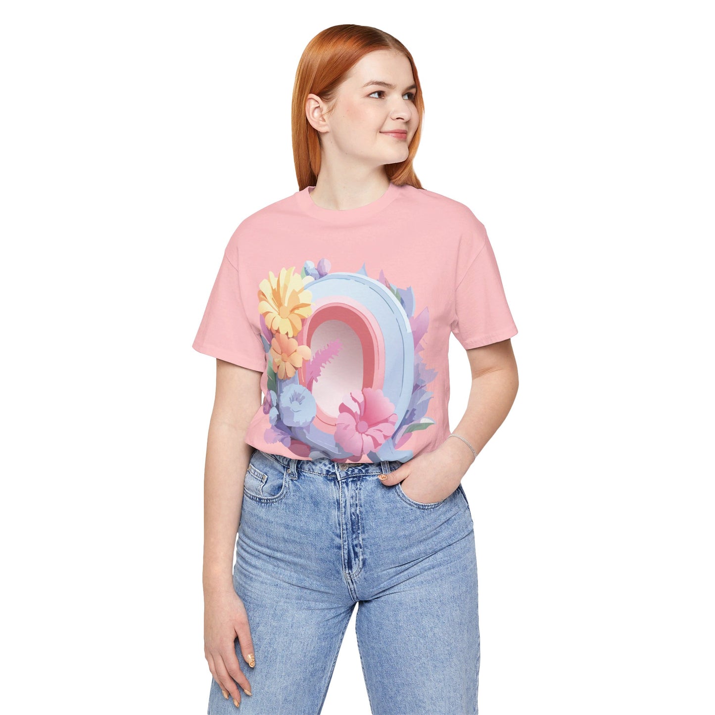 Natural Cotton Tee Shirt - Letters Collection - Q