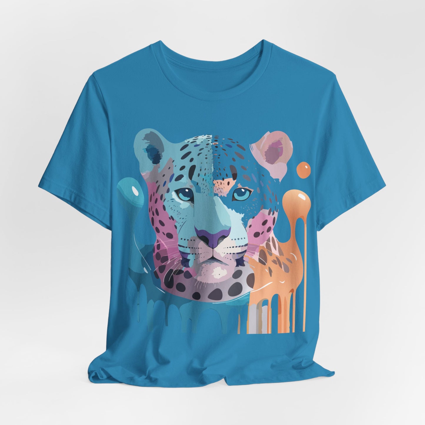 Natural Cotton Tee Shirt with Cheetah