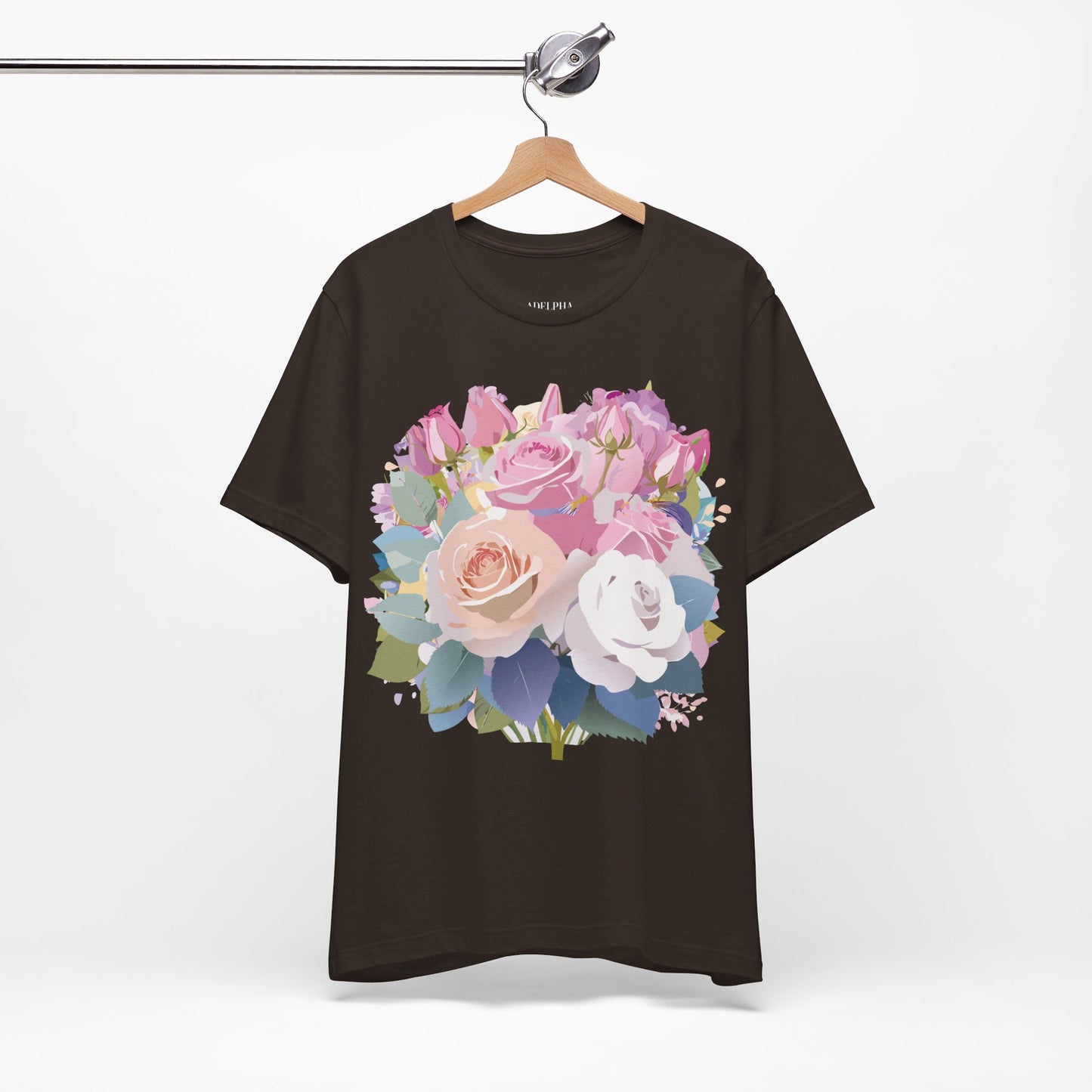 Natural Cotton Tee Shirt with Flowers