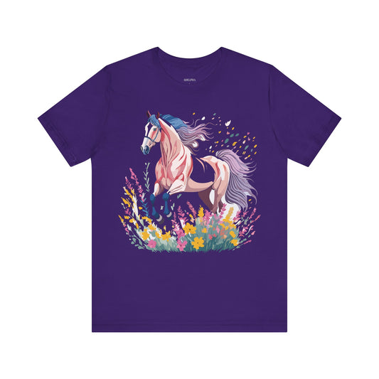 Natural Cotton Tee Shirt with Horse