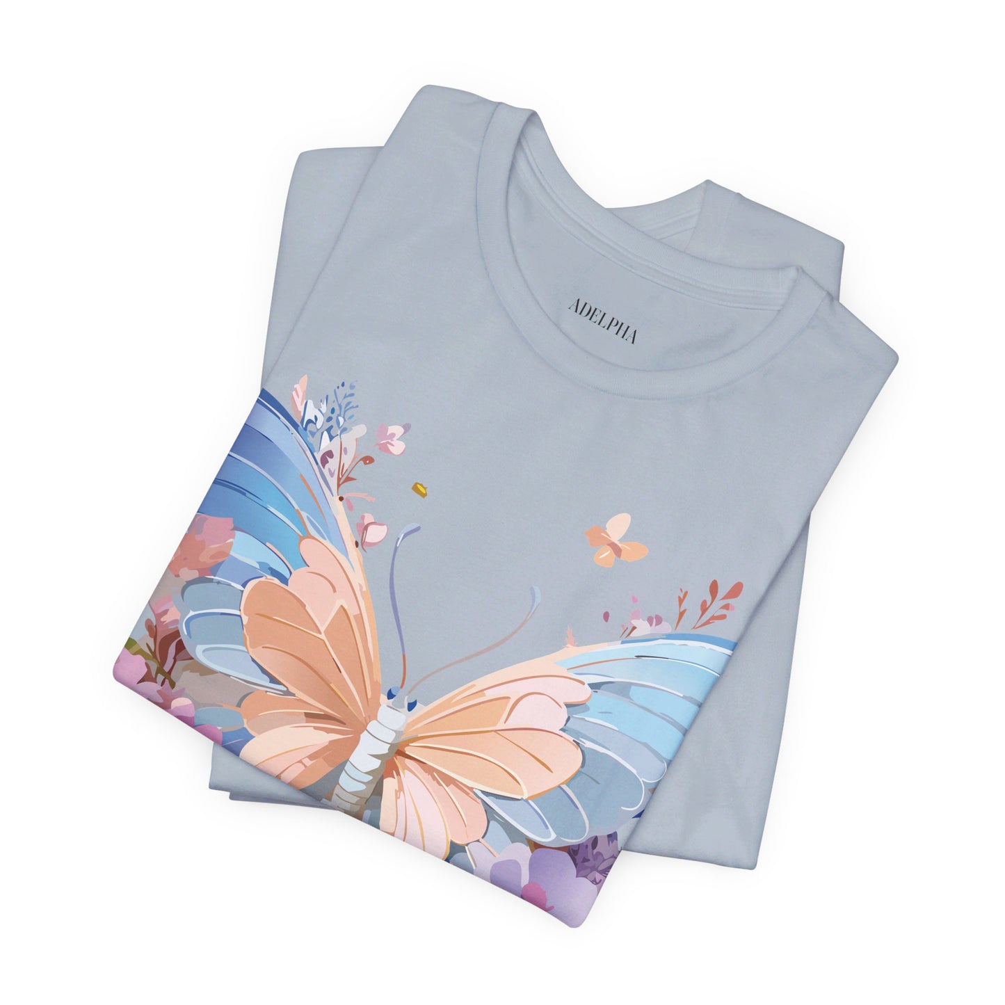 Natural Cotton Tee Shirt with Butterfly