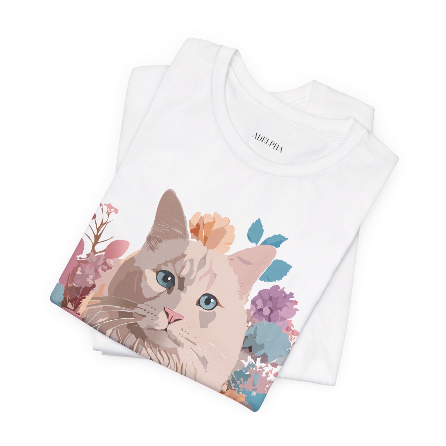 Natural Cotton Tee Shirt with Cat