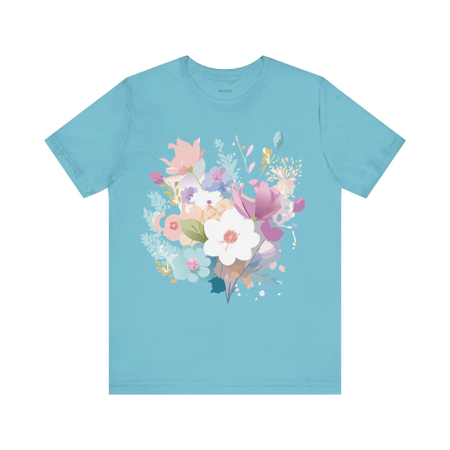 Natural Cotton Tee Shirt with Flowers