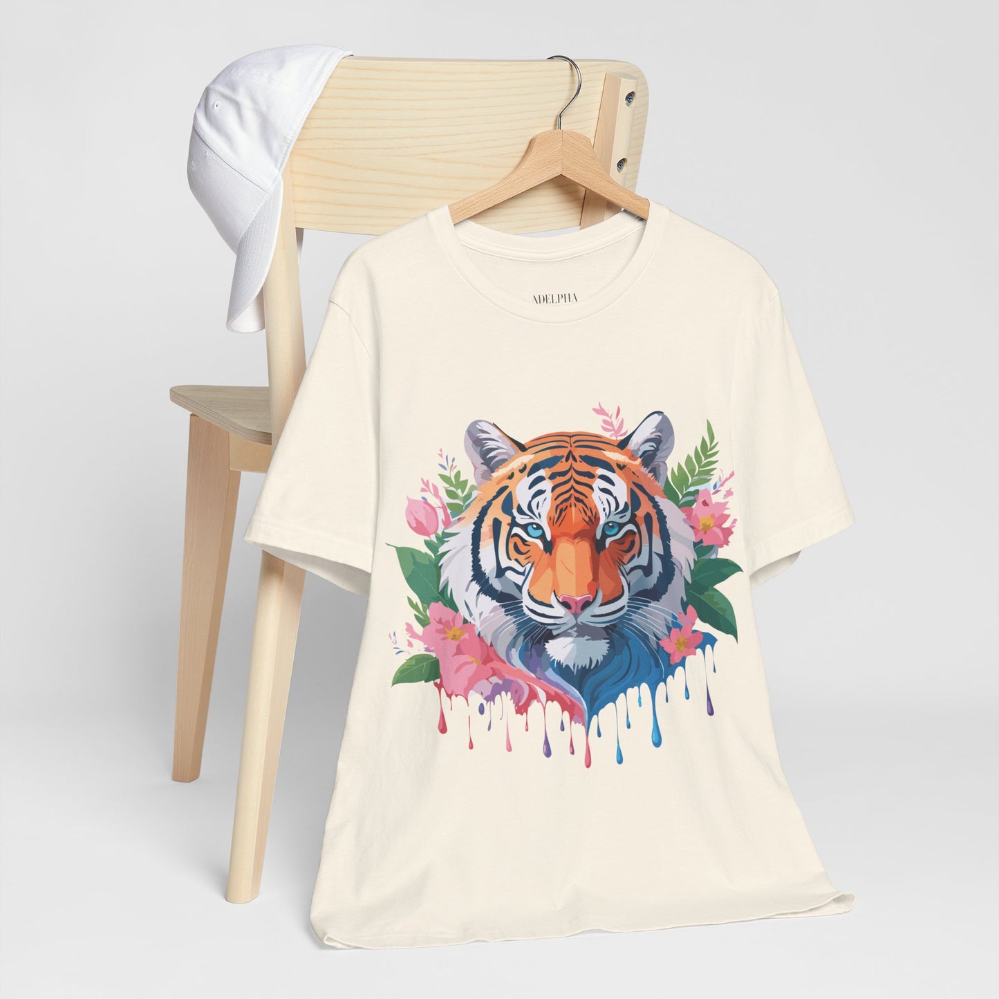 Natural Cotton Tee Shirt with Tiger