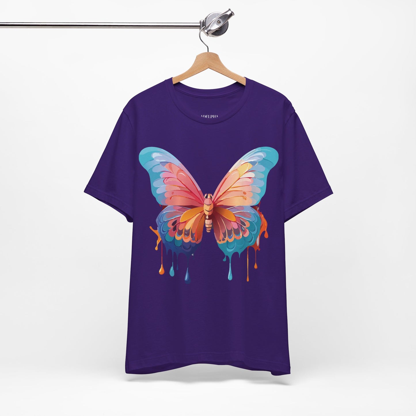 Natural Cotton Tee Shirt with Butterfly