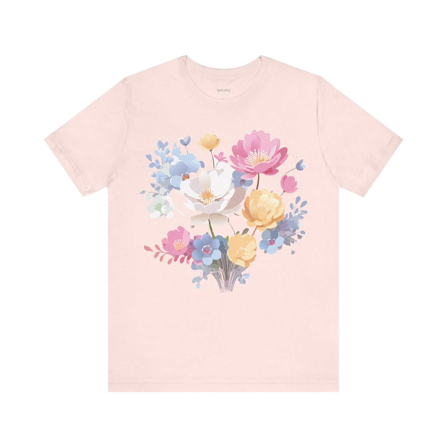 Natural Cotton Tee Shirt with Flowers