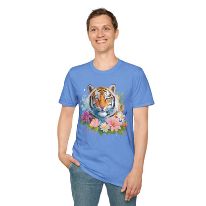Tiger Print Unisex Softstyle T Shirt 100 Percent Ring Spun Cotton Tee