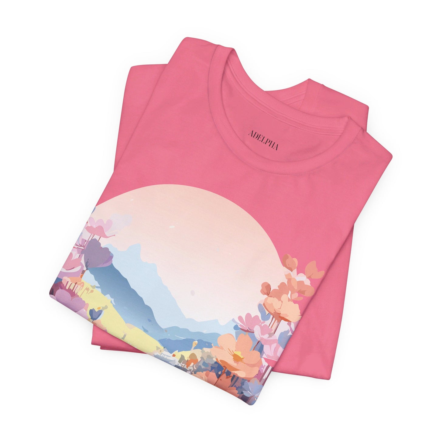 Natural Cotton Tee Shirt with Flowers