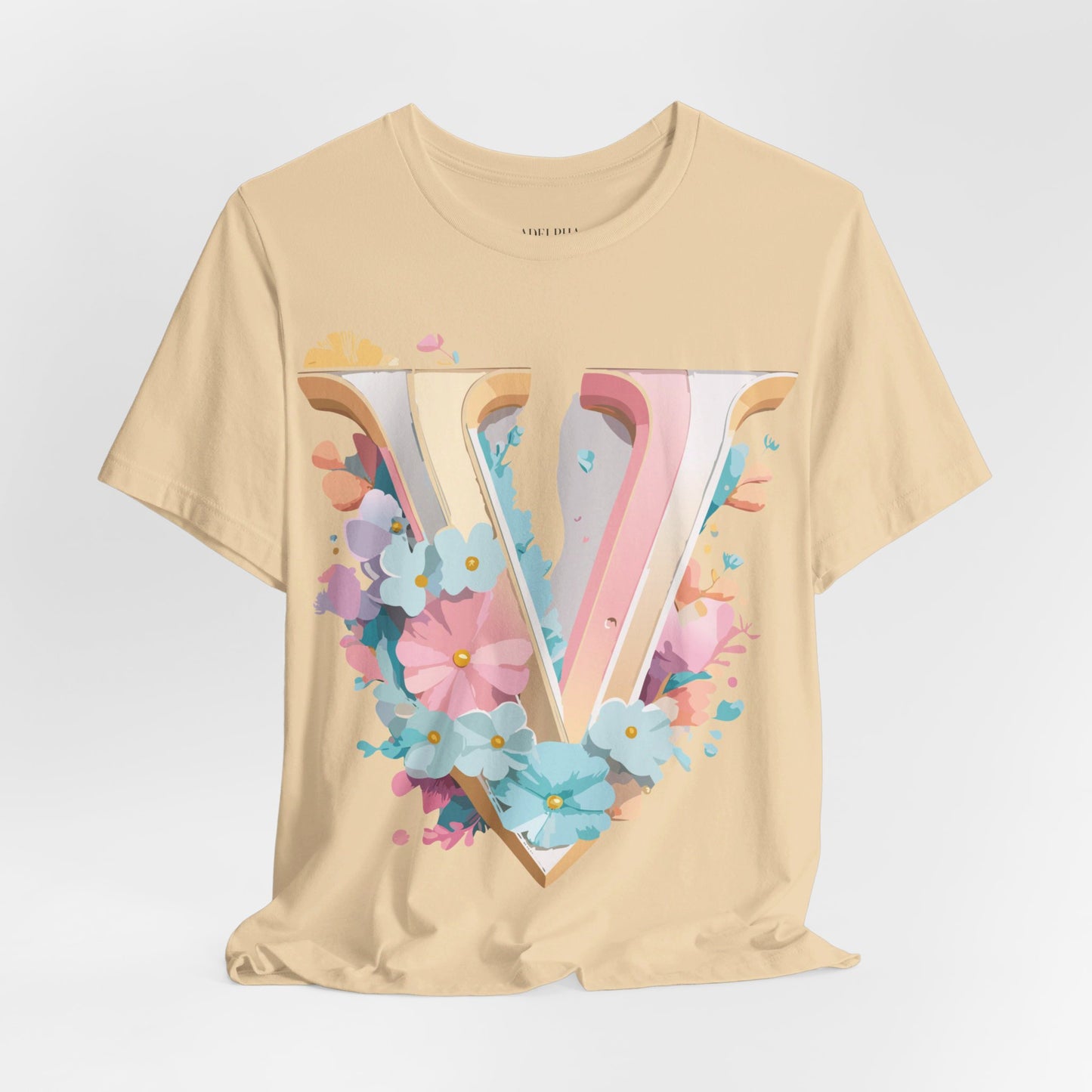 Natural Cotton Tee Shirt - Letters Collection - V