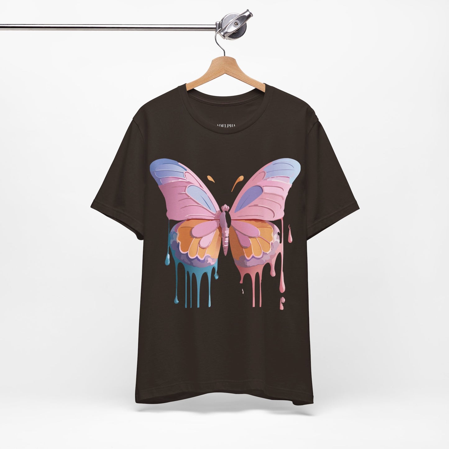 Natural Cotton Tee Shirt with Butterfly