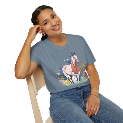 Unisex Horse Tee Softstyle Cotton Shirt With Animals Design Graphic