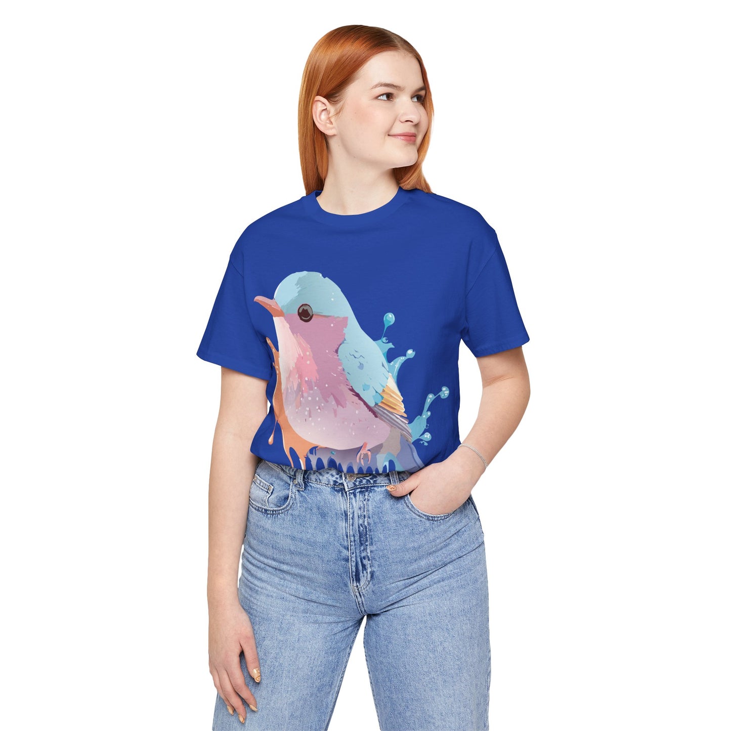 Natural Cotton Tee Shirt with Bird