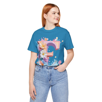 Natural Cotton Tee Shirt - Letters Collection - E Printify
