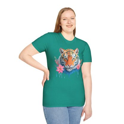 Tiger Unisex Softstyle T Shirt 100 Percent Cotton Gildan 64000 Animal Tee