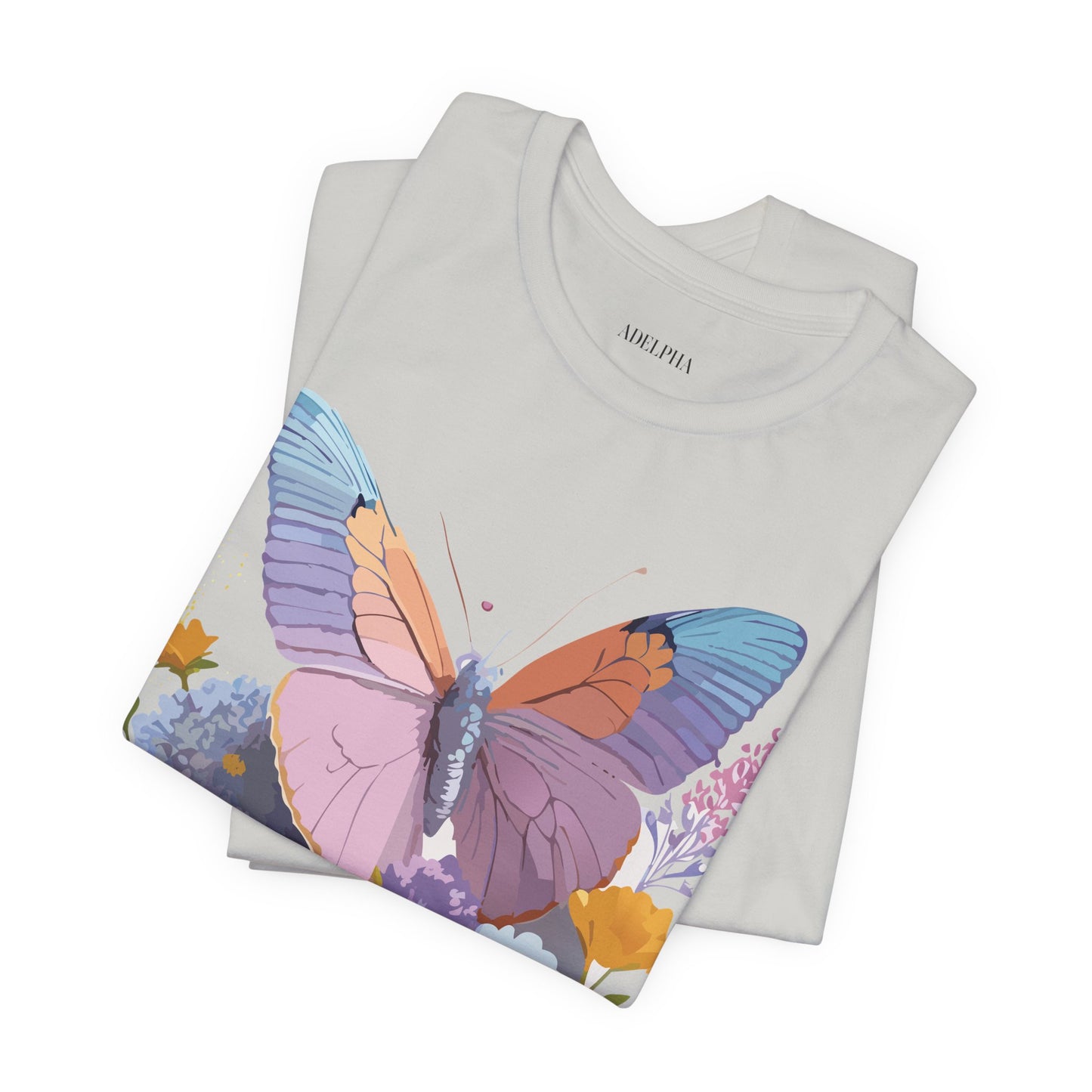 Natural Cotton Tee Shirt with Butterfly