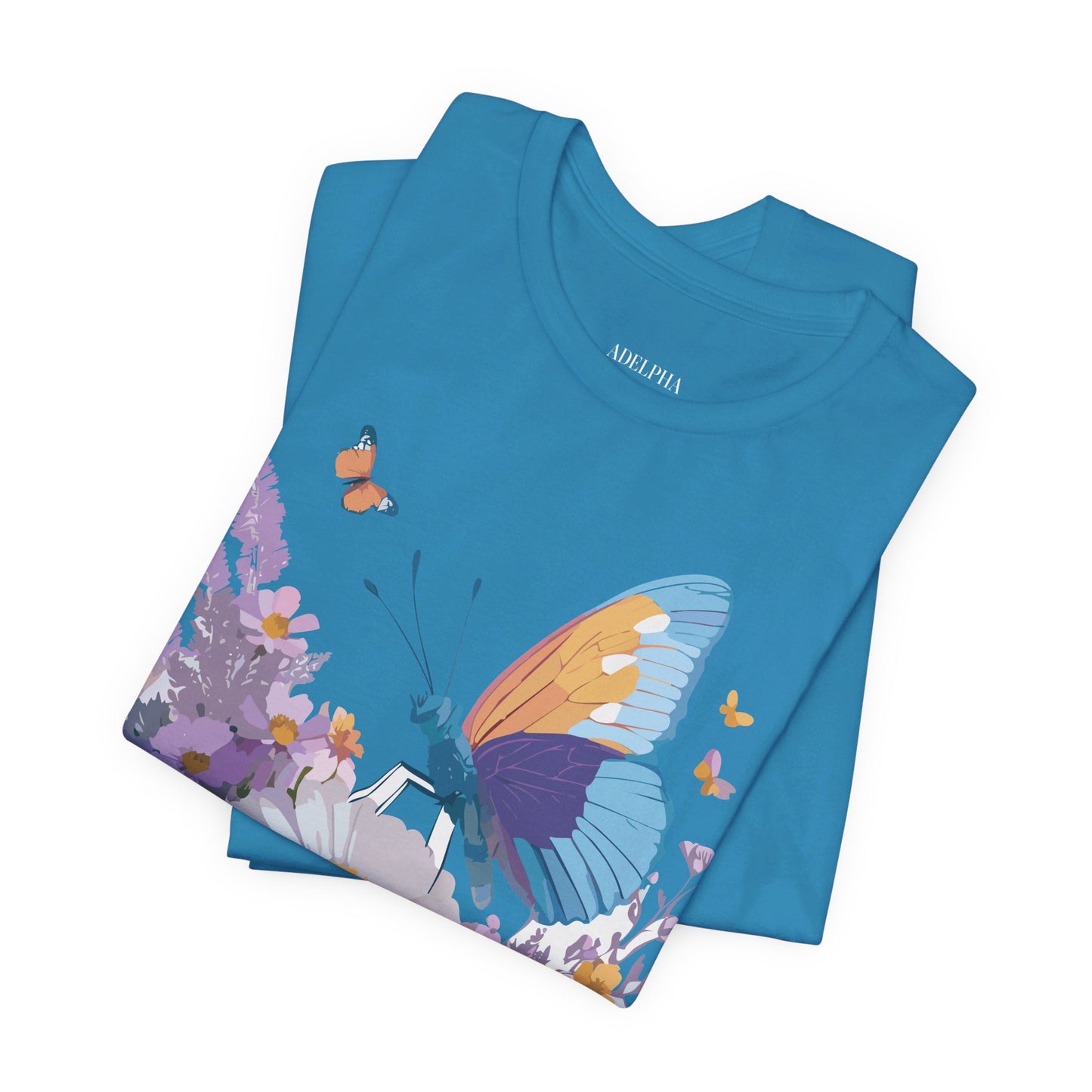 Natural Cotton Tee Shirt with Butterfly