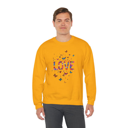 Unisex Floral Love Sweatshirt Fifty Fifty Cotton Poly Valentines Day