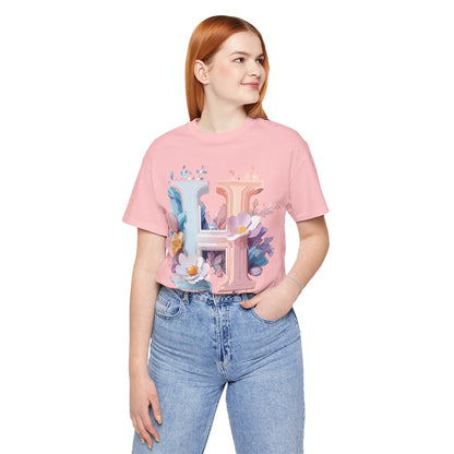 Natural Cotton Tee Shirt - Letters Collection - H Printify