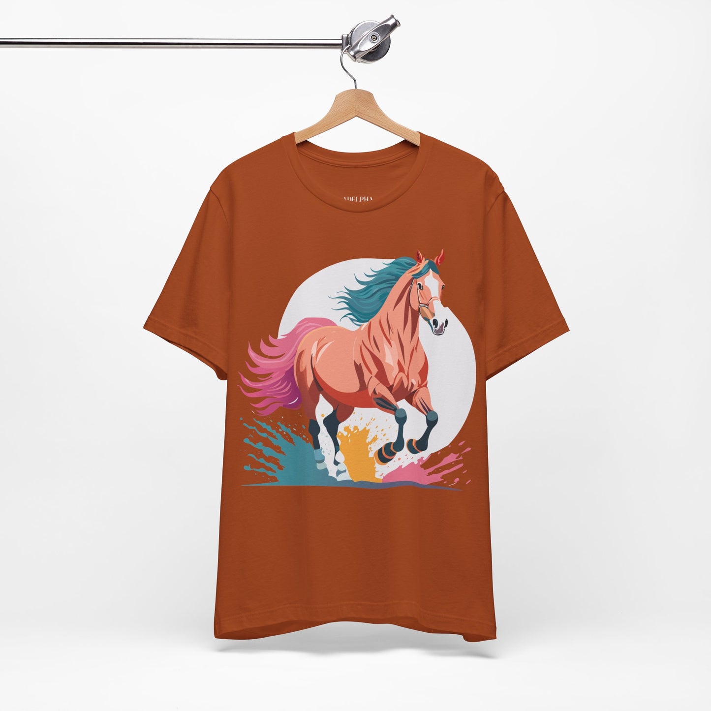 Natural Cotton Tee Shirt with Horse