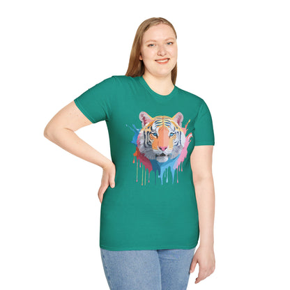 Tiger Print Unisex Softstyle T Shirt Gildan 64000 Comfort Tee