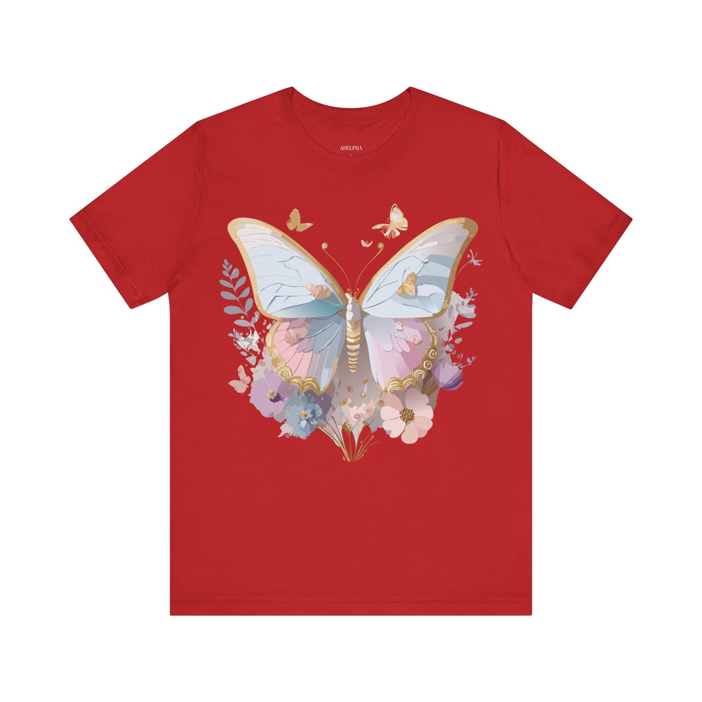 Natural Cotton Tee Shirt with Butterfly