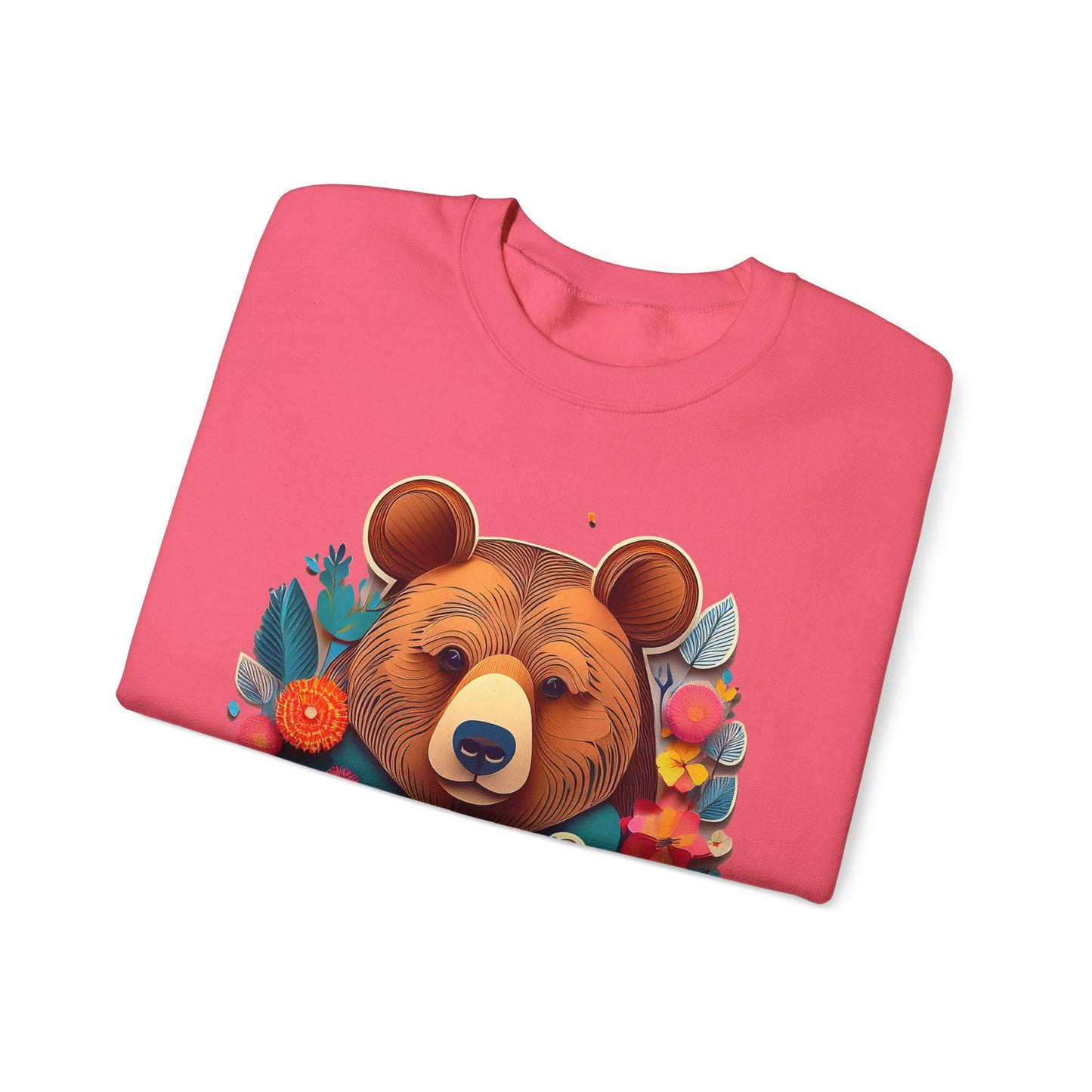 Unisex Floral Bear Sweatshirt, Animals Sweatshirt, Floral Sweatshirt, Art Design Sweatshirt