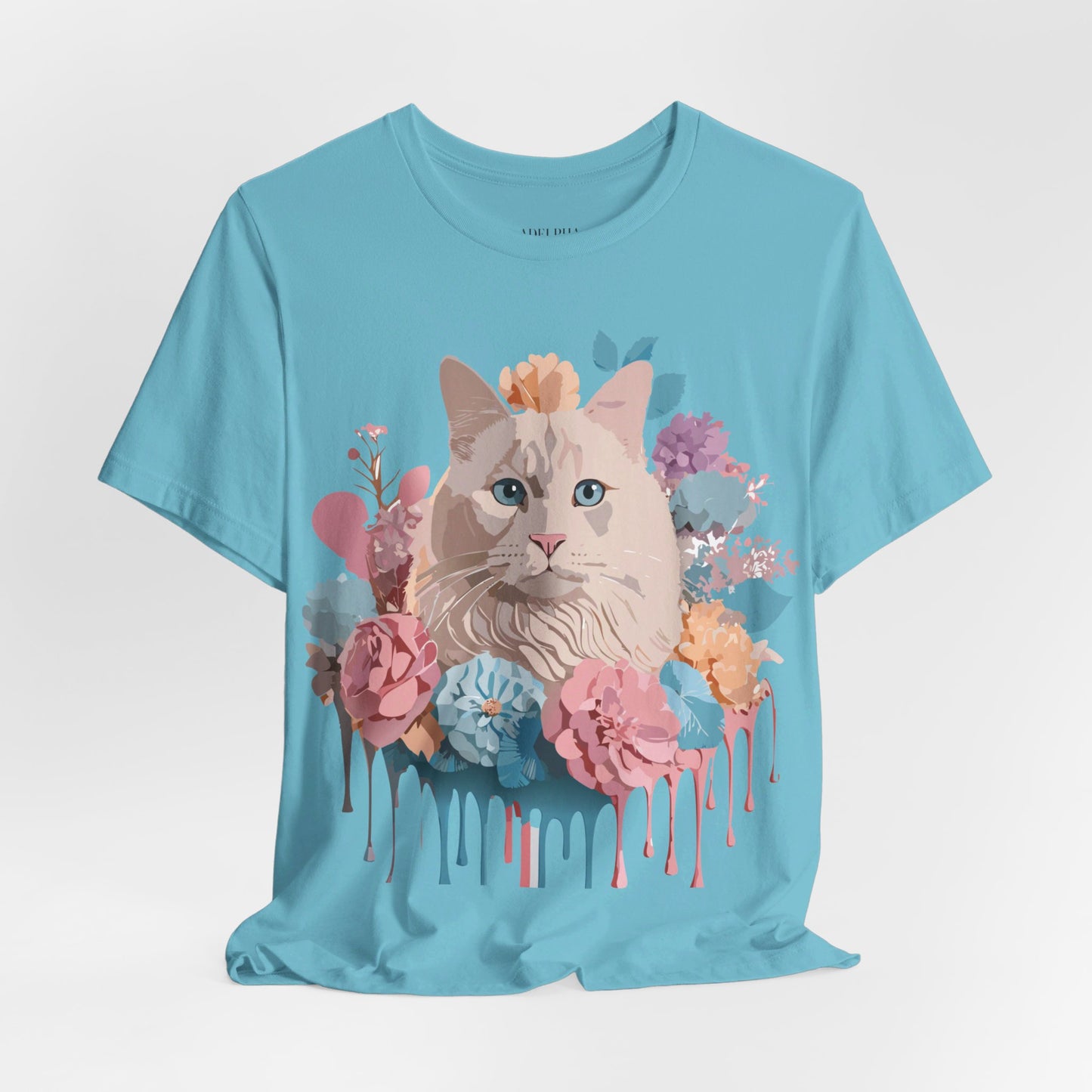 Natural Cotton Tee Shirt with Cat