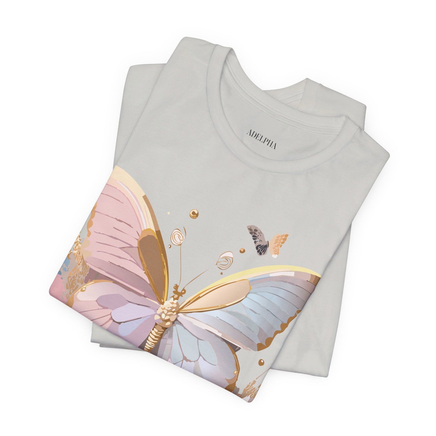 Natural Cotton Tee Shirt with Butterfly