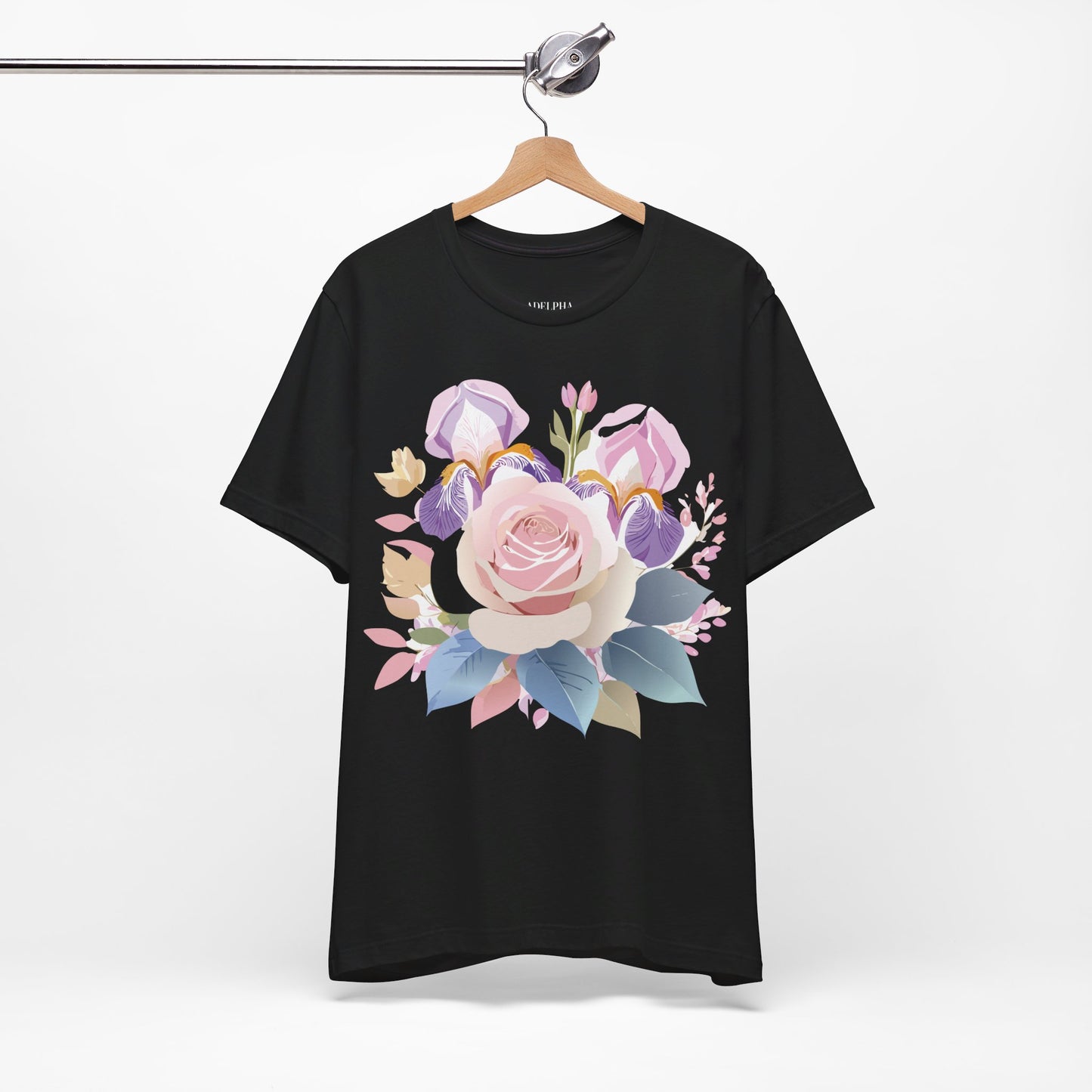 Natural Cotton Tee Shirt with Flowers