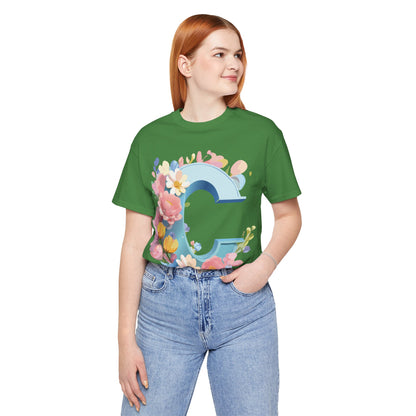 Natural Cotton Tee Shirt - Letters Collection - C Printify