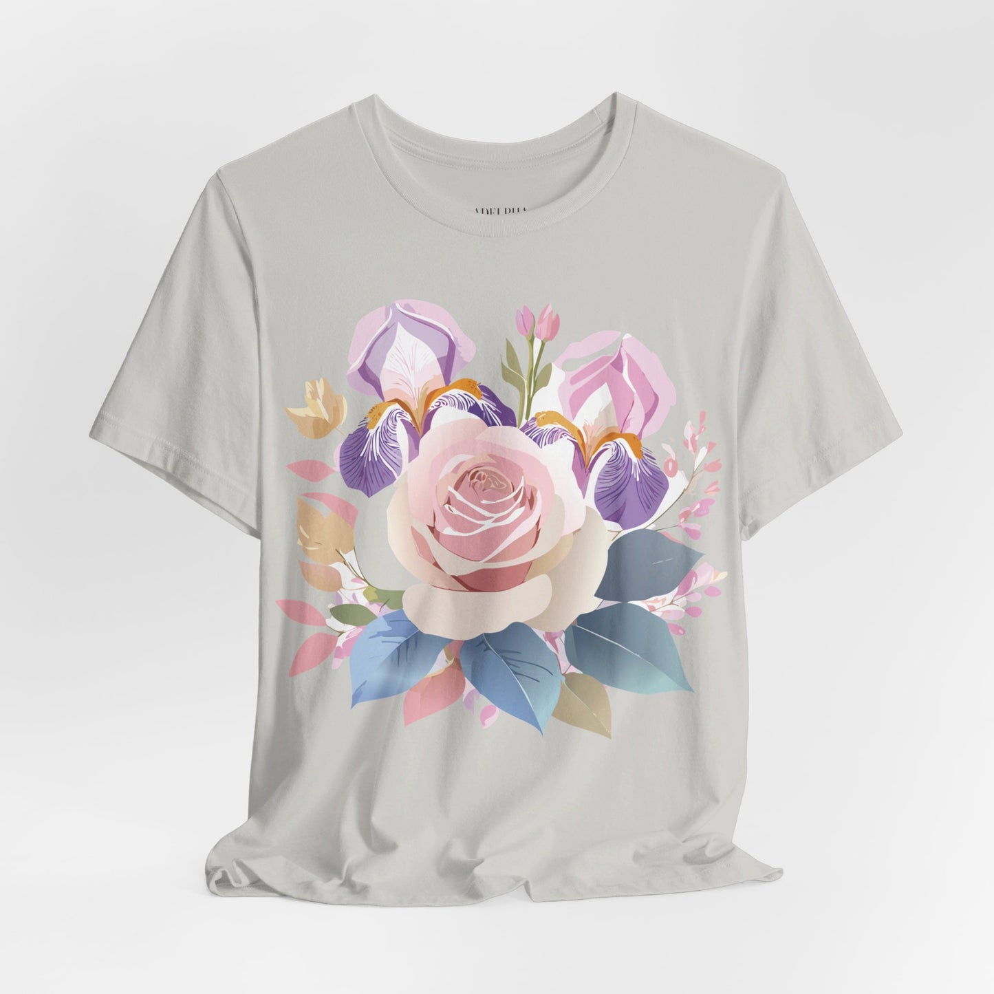 Natural Cotton Tee Shirt with Flowers