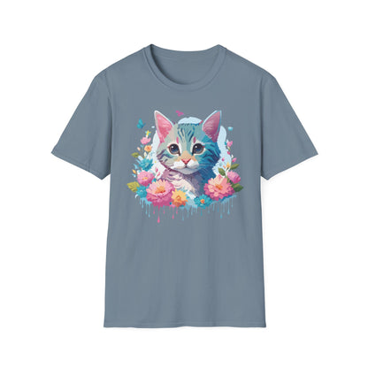 Cat Shirt Unisex Tee Kitten Cat Tee Softstyle 100 Percent Cotton Gildan 64000