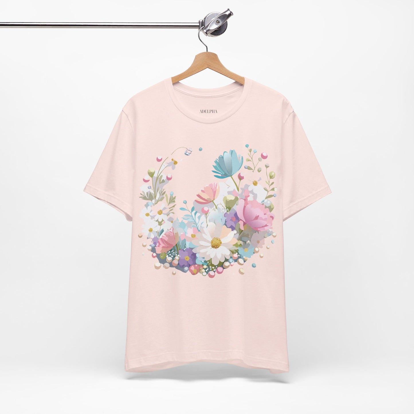 T-shirt en coton naturel avec fleurs