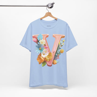 Natural Cotton Tee Shirt - Letters Collection - V Printify