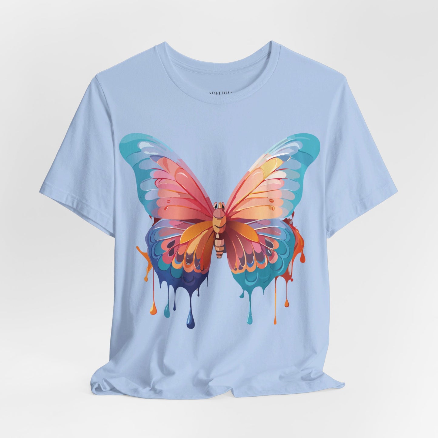 Natural Cotton Tee Shirt with Butterfly