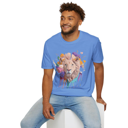 Unisex Lion Shirt Floral Lion Tee Softstyle 64000 Gildan Cotton Tee