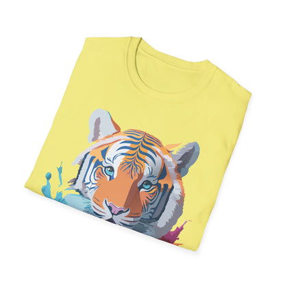 Tiger Print Shirt Unisex Softstyle Tee 100 Percent Ring Spun Cotton